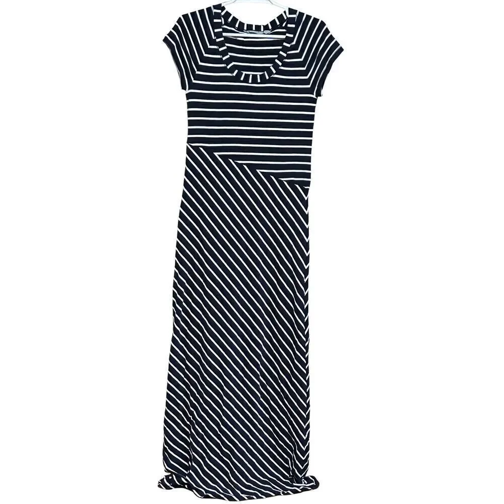 Women's Athleta Makai Maxi Dress Stretch Navy/White Stripe Size S - Picture 1 of 4